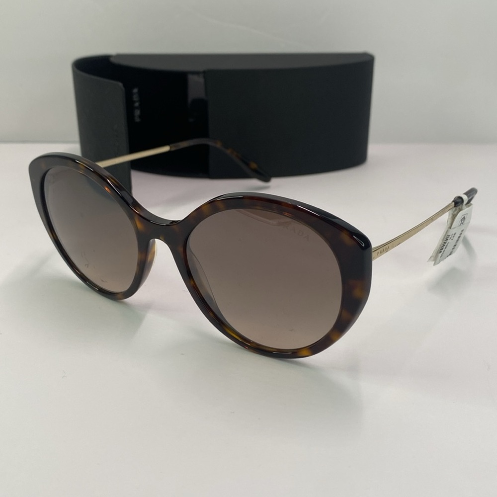 New PRADA PR 18XS 2AU4P0 ROUND PLASTIC HAVANA SUNGLASSES WITH BROWN MIRROR LENS